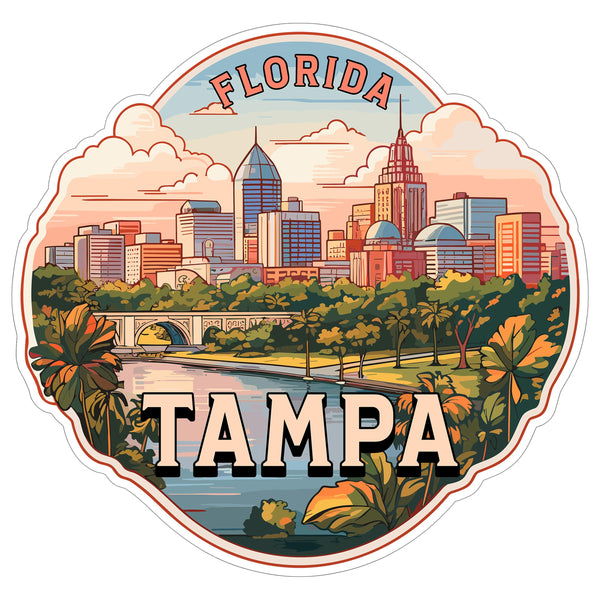 Tampa Florida Sticker 4 Inch City Travel Souvenir Destination - Waterproof Vinyl Decal for Laptop Water Bottle Car Tumbler - Durable Aesthetic Long-Lasting Stickers for Adults ID44990
