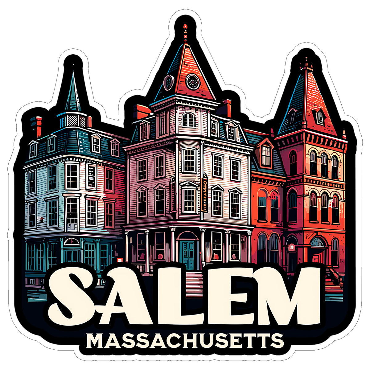 Salem Massachusetts Sticker 4 Inch — Waterproof Vinyl Decal City Travel Souvenir