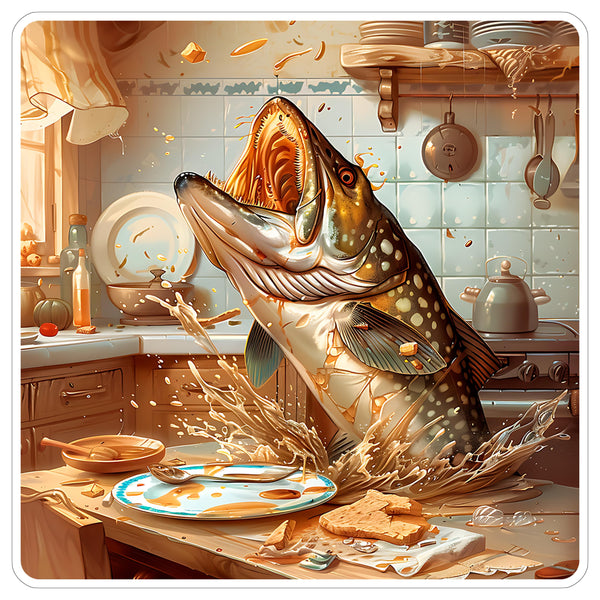 Pike Fish Sticker 4 Inch — Waterproof Vinyl Decal Northern Pike Freshwater