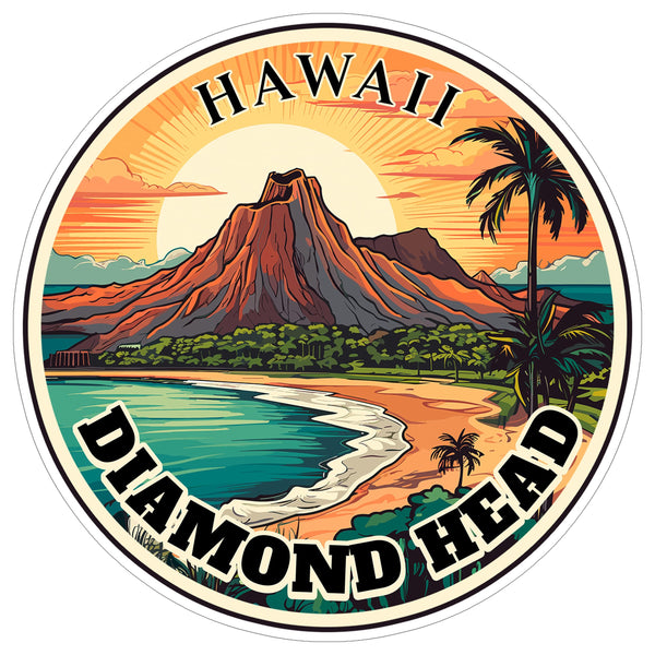 Diamond Head Hawaii Sticker 4 Inch — Waterproof Vinyl Decal City Travel Souvenir