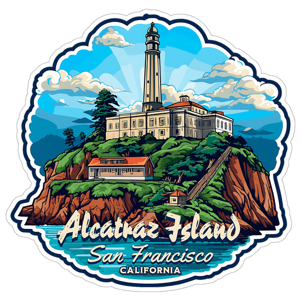 Alcatraz Island San Francisco California Sticker 4 Inch Coastal Beach Seaside - Waterproof Vinyl Decal for Laptop Water Bottle Car Tumbler - Durable Aesthetic Long-Lasting Stickers for Adults ID44990