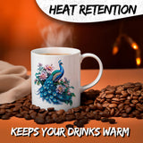 Peacock Coffee Mug 11oz — Ceramic Peafowl Feathers Fan Gift Mug 3