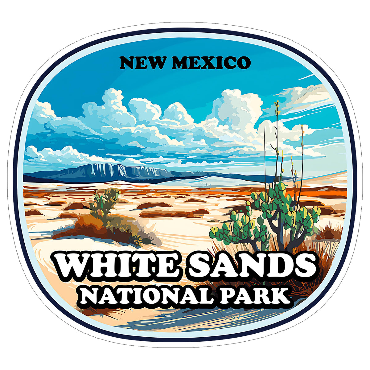 White Sands National Park New Mexico Sticker 4 Inch Gypsum Dunes Desert - Waterproof Vinyl Decal for Laptop Water Bottle Car Tumbler - Durable Aesthetic Long-Lasting Stickers for Adults ID44990