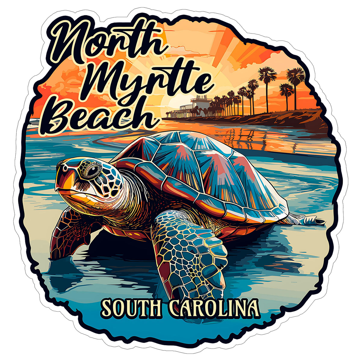 North Myrtle Beach South Carolina Sticker 4 Inch — Waterproof Vinyl Decal Ocean Coastal
