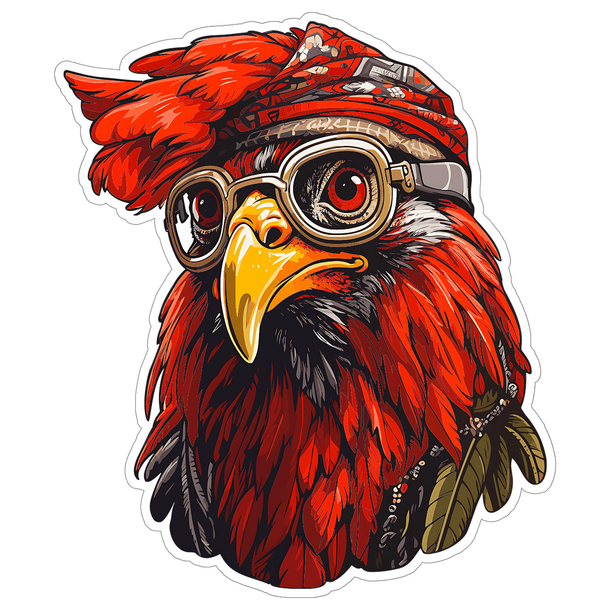 Chicken with Bandana Sticker 4 Inch — Waterproof Vinyl Decal Cute Farm Aesthetic