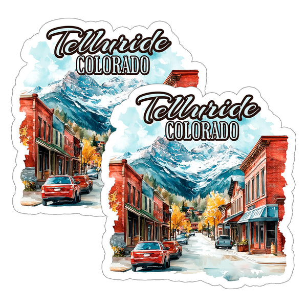 Telluride Colorado Sticker 4 Inch 2-Pack - Waterproof Vinyl Decal for Laptop Water Bottle Car Tumbler - Durable Aesthetic Long-Lasting Stickers for Adults ID45039