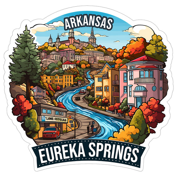 Eureka Springs Arkansas Sticker 4 Inch Travel Souvenir City Destination - Waterproof Vinyl Decal for Laptop Water Bottle Car Tumbler - Durable Aesthetic Long-Lasting Stickers for Adults ID44990