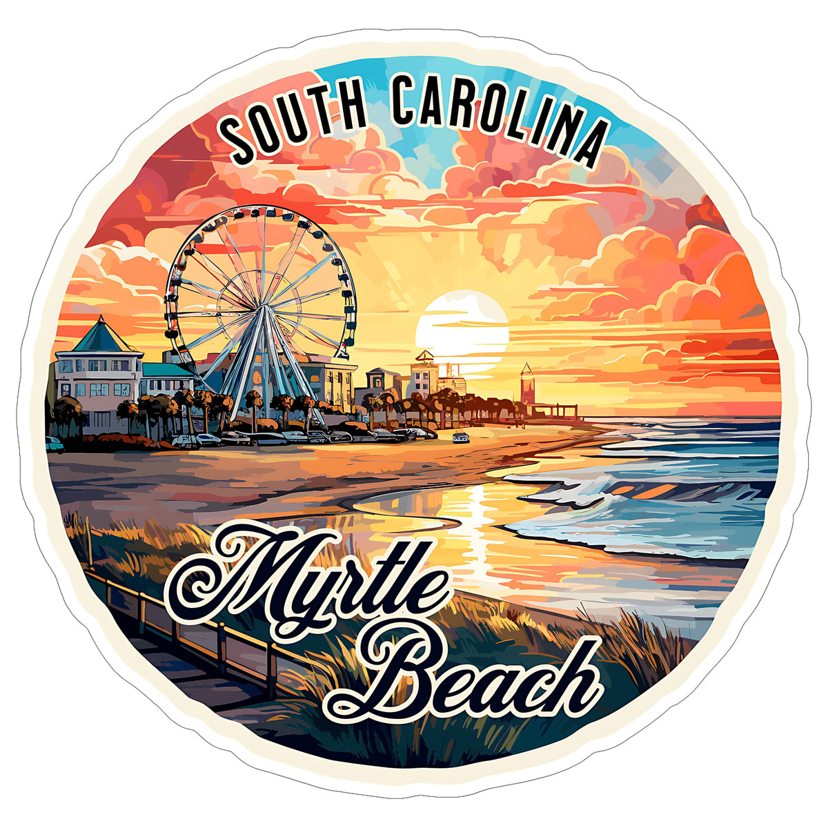 Myrtle Beach South Carolina Sticker 4 Inch — Waterproof Vinyl Decal Ocean Coastal