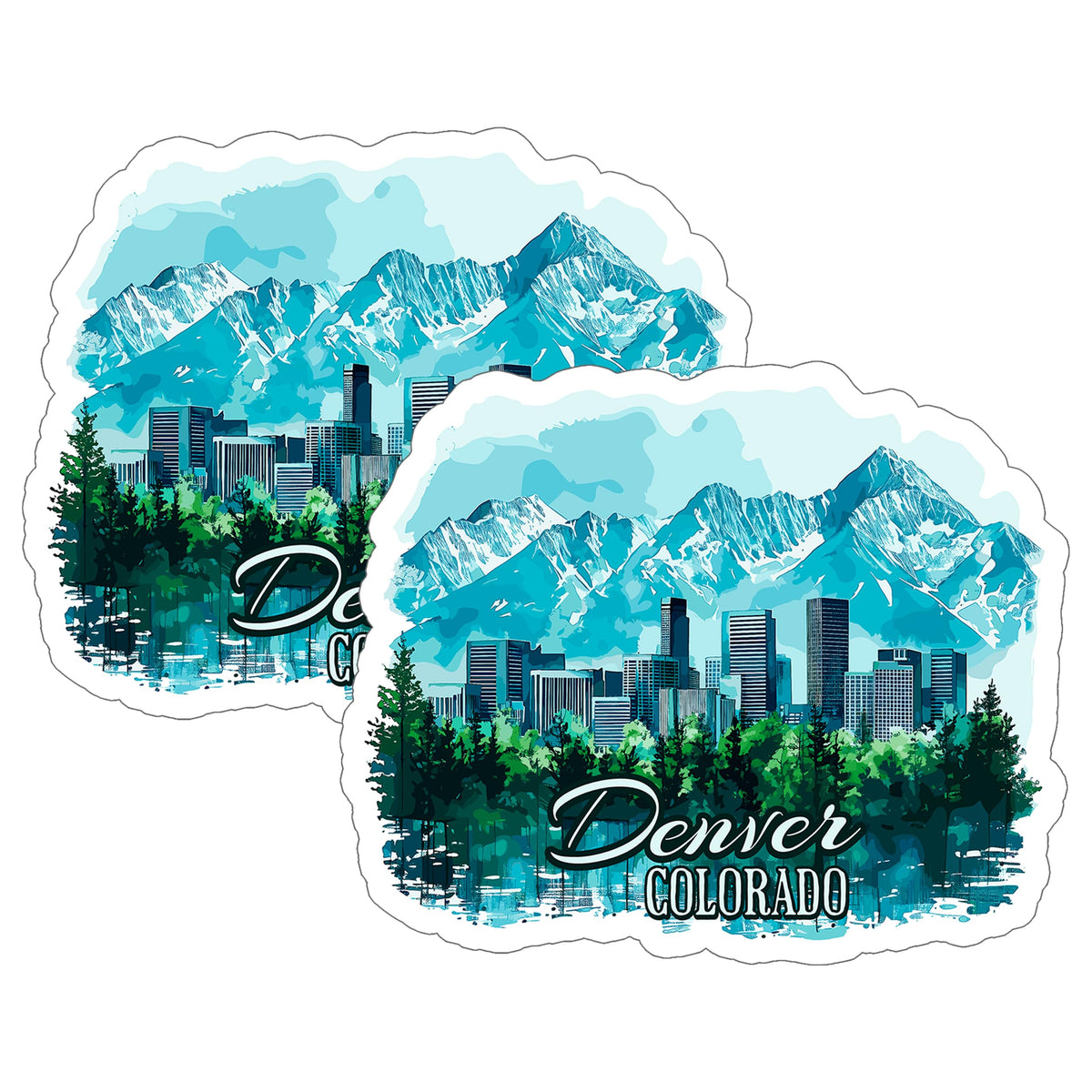 Denver Colorado Sticker 4 Inch 2-Pack - Waterproof Vinyl Decal for Laptop Water Bottle Car Tumbler - Durable Aesthetic Long-Lasting Stickers for Adults ID45039