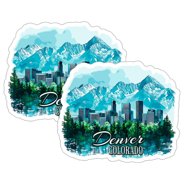 Denver Colorado Sticker 4 Inch 2-Pack - Waterproof Vinyl Decal for Laptop Water Bottle Car Tumbler - Durable Aesthetic Long-Lasting Stickers for Adults ID45039