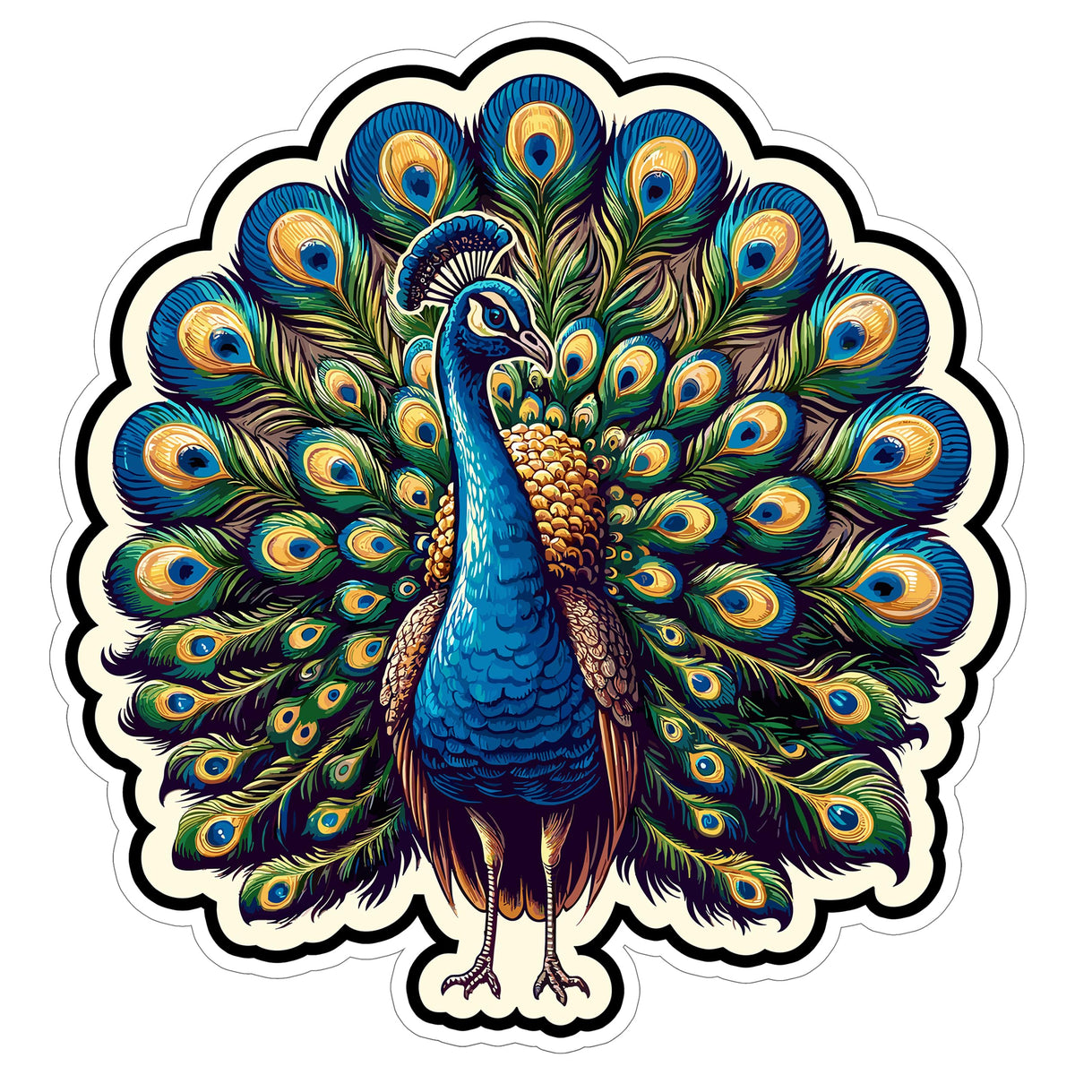 Peacock Sticker 4 Inch — Waterproof Vinyl Decal Iridescent Peafowl Colorful