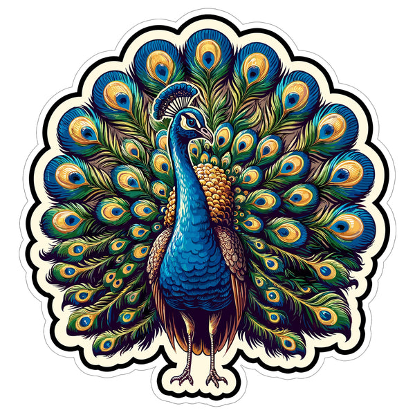 Peacock Sticker 4 Inch — Waterproof Vinyl Decal Iridescent Peafowl Colorful