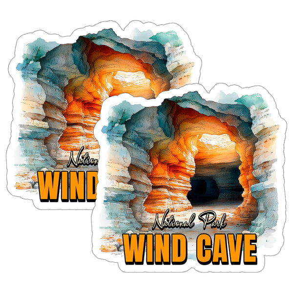 Wind Cave National Park South Dakota Sticker 4 Inch 2-Pack - Waterproof Vinyl Decal for Laptop Water Bottle Car Tumbler - Durable Aesthetic Long-Lasting Stickers for Adults ID45039