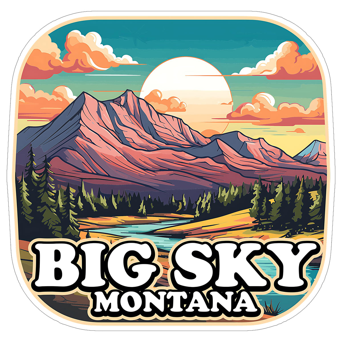 Big Sky Montana Sticker 4 Inch — Waterproof Vinyl Decal City Travel Souvenir