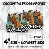 Sweden Magnet 4 Inch 2-Pack Country Europe – Strong Vinyl Decorative Travel Magnets for Fridge Locker Kitchen Office – Cute Fun Aesthetic Cool Durable & Long-Lasting Souvenir ID44999 2