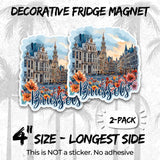 Brussels Belgium Fridge Magnet 4 Inch 2-Pack Capital Europe – Strong Vinyl Decorative Travel Magnets for Fridge Locker Kitchen Office – Cute Fun Aesthetic Cool Durable & Long-Lasting Souvenir ID44999 2