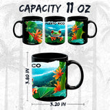 Puerto Rico Coffee Mug 11oz — Black Ceramic Caribbean Island Boricua Pride Mug 2