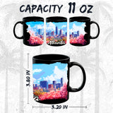 Atlanta Georgia Coffee Mug 11oz — Black Ceramic ATL Skyline Peach State Mug 2