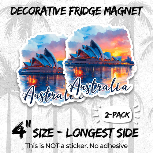 Australia 4 inch vinyl fridge magnet 2-pack, oz down under design, durable kitchen office locker decor