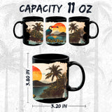 Costa Rica Coffee Mug 11oz — Black Ceramic Pura Vida Tropical Paradise Mug 2