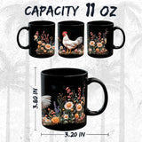 Chicken Mug 11oz — Black Ceramic Farmyard Hen Coffee Mug 2