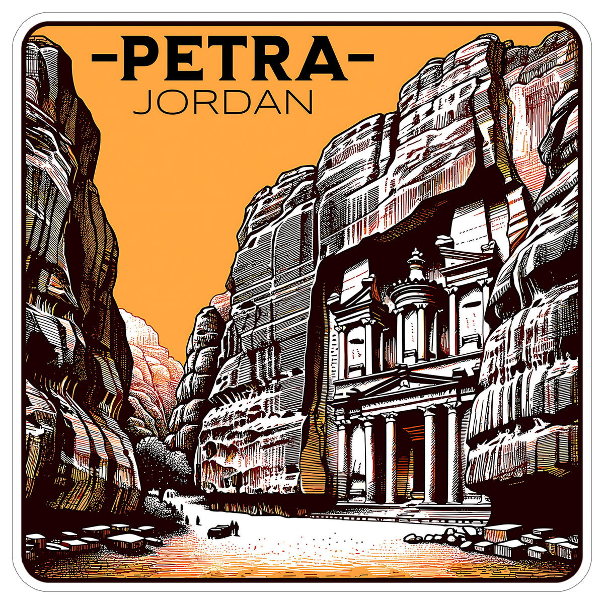 Petra Jordan Sticker 4 Inch City Travel Souvenir Destination - Waterproof Vinyl Decal for Laptop Water Bottle Car Tumbler - Durable Aesthetic Long-Lasting Stickers for Adults ID44990