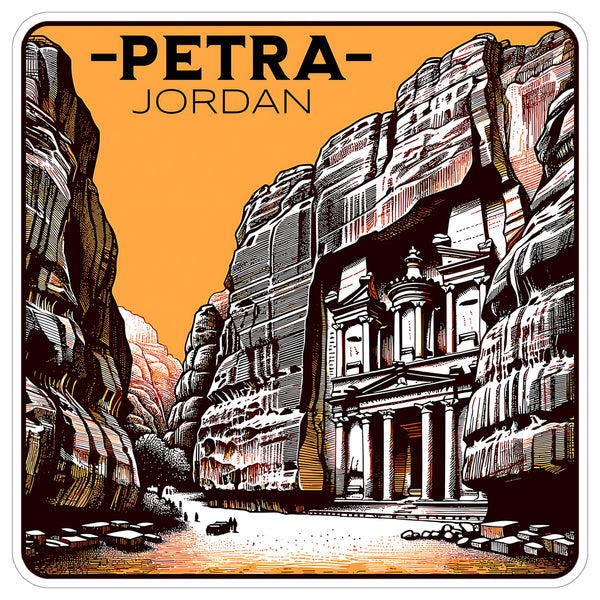 Petra Jordan Sticker 4 Inch City Travel Souvenir Destination - Waterproof Vinyl Decal for Laptop Water Bottle Car Tumbler - Durable Aesthetic Long-Lasting Stickers for Adults ID44990
