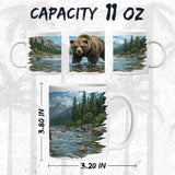 Grizzly Bear Coffee Mug 11oz — White Ceramic Brown Kodiak Wildlife Mug 2