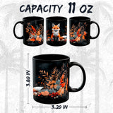 Fox Mug 11oz — Black Ceramic Clever Red Forest Coffee Mug 2