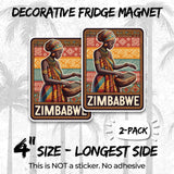Zimbabwe Magnet 4 Inch 2-Pack Country Africa – Strong Vinyl Decorative Travel Magnets for Fridge Locker Kitchen Office – Cute Fun Aesthetic Cool Durable & Long-Lasting Souvenir ID44999 2