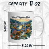 West Virginia State Coffee Mug 11oz — White Ceramic Mountain State WV Mug 2