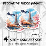 Paris France Magnet 4 Inch 2-Pack City of Light – Strong Vinyl Decorative Travel Magnets for Fridge Locker Kitchen Office – Cute Fun Aesthetic Cool Durable & Long-Lasting Souvenir ID44999 2