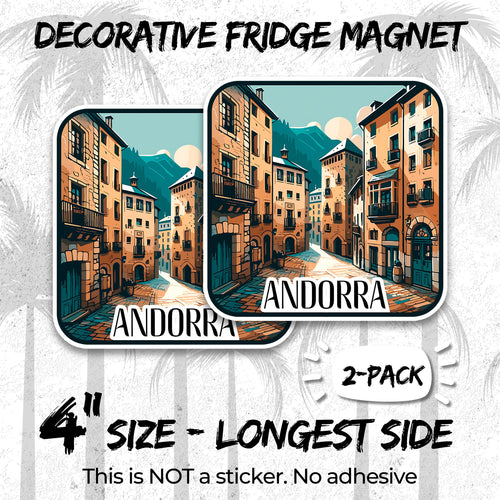 Andorra Magnet 4 Inch 2-Pack Country Europe – Strong Vinyl Decorative Travel Magnets for Fridge Locker Kitchen Office – Cute Fun Aesthetic Cool Durable & Long-Lasting Souvenir ID44999
