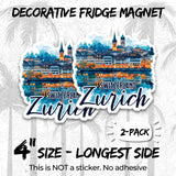 Zurich Switzerland Magnet 4 Inch 2-Pack Limmat City – Strong Vinyl Decorative Travel Magnets for Fridge Locker Kitchen Office – Cute Fun Aesthetic Cool Durable & Long-Lasting Souvenir ID44999 2