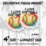 I Love Softball Magnet 2-Pack — 4