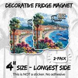 Nice France Magnet 4 Inch 2-Pack French Riviera Beach – Strong Vinyl Decorative Travel Magnets for Fridge Locker Kitchen Office – Cute Fun Aesthetic Cool Durable & Long-Lasting Souvenir ID44999 2