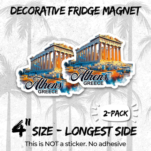 Athens Greece Magnet 4 Inch 2-Pack Cradle Democracy – Strong Vinyl Decorative Travel Magnets for Fridge Locker Kitchen Office – Cute Fun Aesthetic Cool Durable & Long-Lasting Souvenir ID44999