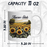 Kansas State Coffee Mug 11oz — White Ceramic Sunflower State Mug 2