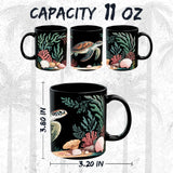 Sea Turtle Mug 11oz — Black Ceramic Ocean Conservation Coffee Mug 2