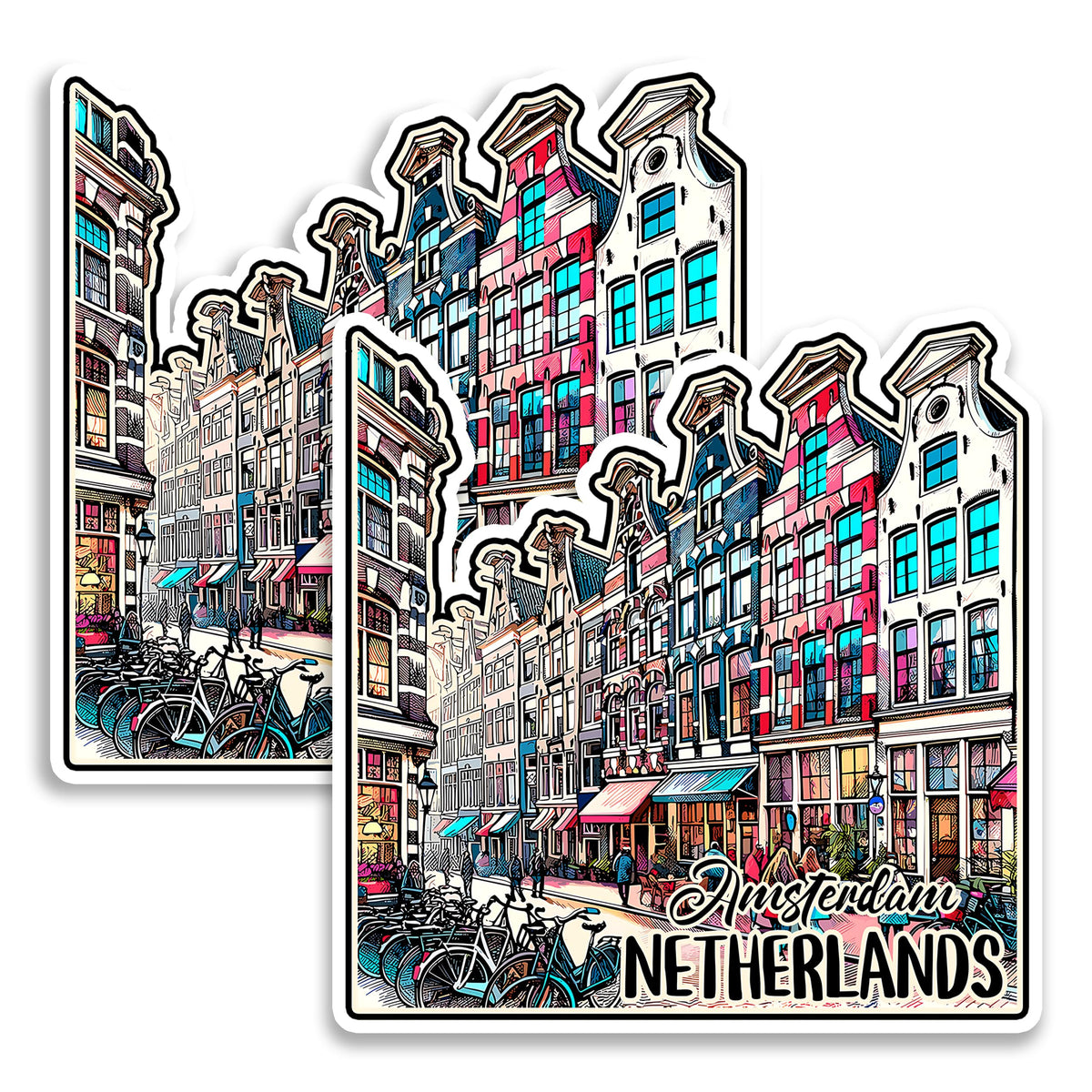 Amsterdam Netherlands Magnet 4 Inch 2-Pack Canal City – Strong Vinyl Decorative Travel Magnets for Fridge Locker Kitchen Office – Cute Fun Aesthetic Cool Durable & Long-Lasting Souvenir ID44999