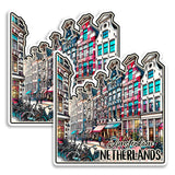 Amsterdam Netherlands Magnet 4 Inch 2-Pack Canal City – Strong Vinyl Decorative Travel Magnets for Fridge Locker Kitchen Office – Cute Fun Aesthetic Cool Durable & Long-Lasting Souvenir ID44999 1