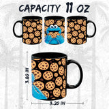 Cookie Monster Mug 11oz — Black Ceramic Cute Blue Character Coffee Mug 2