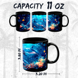 Dolphin Mug 11oz — Black Ceramic Ocean Jumping Marine Coffee Mug 2