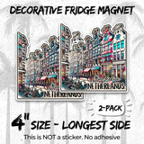 Amsterdam Netherlands Magnet 4 Inch 2-Pack Canal City – Strong Vinyl Decorative Travel Magnets for Fridge Locker Kitchen Office – Cute Fun Aesthetic Cool Durable & Long-Lasting Souvenir ID44999 2