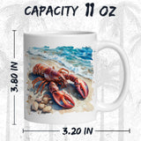Lobster Coffee Mug 11oz — Ceramic Red Coastal Summer Gift Mug 2