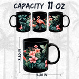 Flamingo Mug 11oz — Black Ceramic Pink Tropical Bird Coffee Mug 2