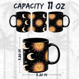Sun and Moon Coffee Mug 11oz — Black Ceramic Celestial Astrology Mug 2