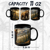 Bear Coffee Mug 11oz — Black Ceramic Wilderness Forest Animal Mug 2