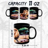 Lion Mug 11oz — Black Ceramic King of Jungle Coffee Mug 2
