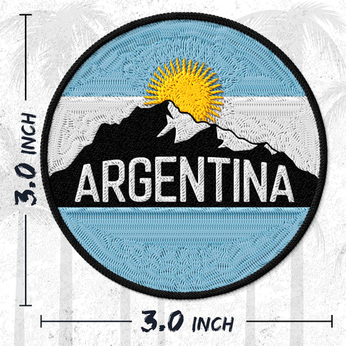 Argentina embroidered iron-on patch, 3 inch round, multicolored sun tango maradona messi Caribbean/Latin America travel souvenir on polyester
